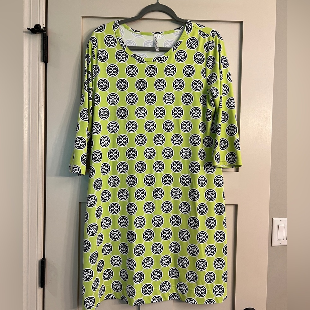 Lulu-B Green and Black Patterned Midi Dress